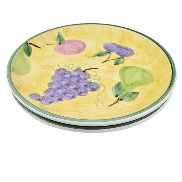 Caleca Frutta Hand Painted Italian Fruit Design 11 1/8”Dinner Plates – Set of 2 - Picture 8 of 16